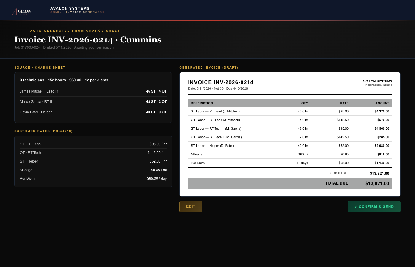 Avalon Invoice Generator — auto-drafted