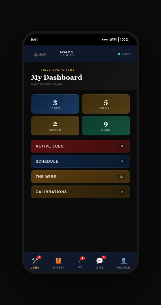 Avalon Field Ops mobile view
