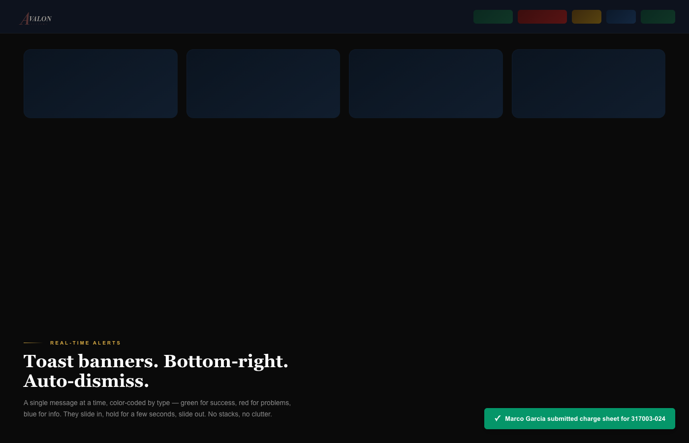 Avalon push notifications — real-time alerts across desktop and mobile